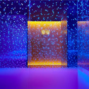The blue and orange fill the room - blue, cobalt blue, computer wallpaper, electric blue, light, majorelle blue, purple, violet, blue