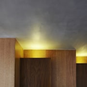 Recessed lighting bounces off the ceiling - Recessed architecture, light, light fixture, lighting, sky, wood, gray, brown