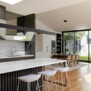 View of new kitchen and backyard connection. 