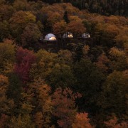 Dome 3 - aerial photography | autumn | aerial photography, autumn, biome, deciduous, forest, hill, landscape, leaf, morning, nature, plant, rural area, sky, temperate broadleaf and mixed forest, tree, wilderness, woody plant, brown, black