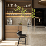 Internally lit shelving adds to the refined feel. 
