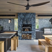 Outdoor kitchen with feature tilework. Photography by Pablo 