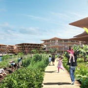 Every building fans out to self-shade internal spaces botanical garden, botany, building, leisure, real estate, resort, tourism, vacation