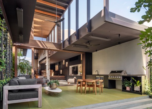 Looking back into the cavernous home from the 
