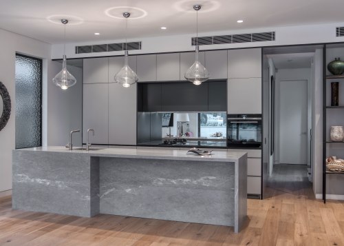 Kitchen, art display and access to pantry and 