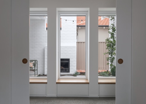 Looking out onto one of the central outdoor 