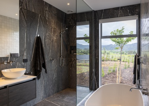 Soaking in the scenery  – marble look walls 