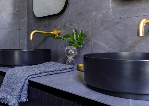 The moody, and somewhat masculine colour scheme was 