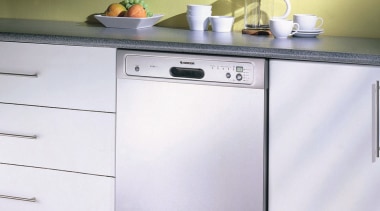 Kitchen with white cabinetry and grey benchtop, stainless cabinetry, chest of drawers, countertop, drawer, floor, flooring, furniture, home appliance, kitchen, kitchen appliance, kitchen stove, major appliance, product design, room, white, gray