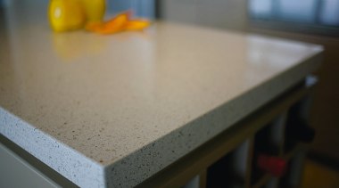 View of the edge of the countertop - countertop, floor, material, table, gray, black