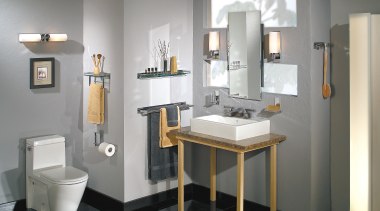 View of this bathroom - View of this bathroom, bathroom accessory, bathroom cabinet, interior design, plumbing fixture, product design, room, sink, gray, white