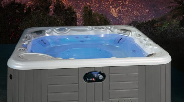 Spa pool with grey coloured exterior and wooden hot tub, jacuzzi, swimming pool, water, black