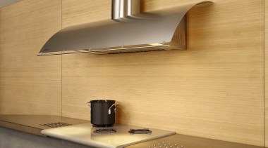 View of the rangehood - View of the angle, countertop, floor, furniture, light fixture, lighting, plywood, product design, shelf, tap, under cabinet lighting, wall, wood, orange