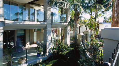 exterior view of landscaping - exterior view of apartment, arecales, condominium, estate, home, house, palm tree, property, real estate, resort, tree, villa, window, black