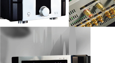 View of entertainment equipment - View of entertainment electronics, multimedia, product, product design, small appliance, white, black