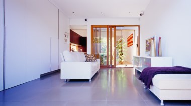 Interior view of living and lounge area - architecture, ceiling, floor, house, interior design, room, gray