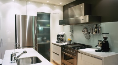 view of the kitchen benchtop and cooking area, countertop, cuisine classique, interior design, kitchen, gray