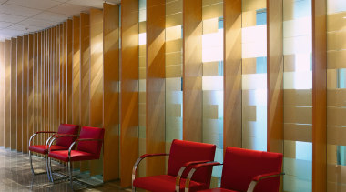 View of the reception area,a white wall with architecture, ceiling, conference hall, floor, flooring, furniture, interior design, lobby, waiting room, wall, window covering, brown