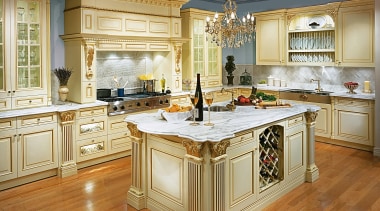 view of this victorian designed kitchen showing timber cabinetry, countertop, cuisine classique, floor, flooring, hardwood, interior design, kitchen, room, wood flooring, brown