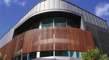 view of the vm zinc cladding - view architecture, building, commercial building, condominium, corporate headquarters, daytime, elevation, facade, headquarters, house, mixed use, real estate, residential area, sky, structure, window, blue, black