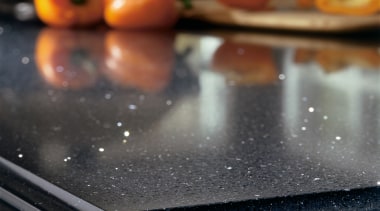view of the quartz kitchen benchtop - view countertop, material, table, gray, black