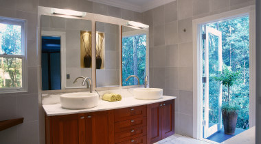 view of the curved freestanding wall and vanity, bathroom, bathroom accessory, bathroom cabinet, cabinetry, countertop, estate, home, interior design, room, gray