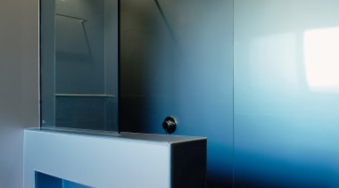 view of the shower wing wall showing recessed architecture, bathroom, ceiling, glass, interior design, light, light fixture, lighting, product design, room, sink, black, gray