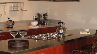 view of the kitchen and stainless steel smeg cabinetry, countertop, cuisine classique, interior design, kitchen, room, under cabinet lighting, red