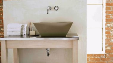 view of this vanity unit with stainless steel bathroom, floor, flooring, furniture, interior design, plumbing fixture, product design, shelf, sink, tile, wall, gray, white