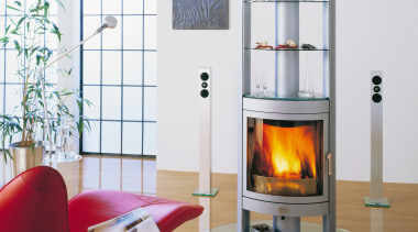 Stove/fireplace  in living area - Stove/fireplace  fireplace, hearth, heat, home appliance, interior design, major appliance, product design, wood burning stove, white