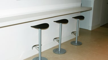 View of bar strip along wall with bar floor, flooring, furniture, product design, table, tap, white