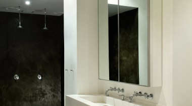 the master bathroom os open to the master architecture, bathroom, bathroom accessory, bathroom cabinet, floor, interior design, room, sink, gray