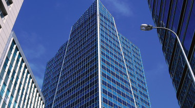 view of the Lumley tower looking up, developed architecture, building, city, cityscape, commercial building, condominium, corporate headquarters, daytime, downtown, facade, headquarters, landmark, line, metropolis, metropolitan area, mixed use, reflection, sky, skyline, skyscraper, tower, tower block, urban area, blue
