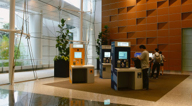 View of the main foyer and entrance to architecture, daylighting, floor, flooring, interior design, lobby, real estate, brown
