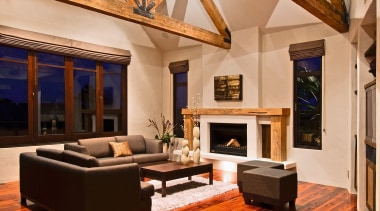 view of the living area featuring polished jarrah beam, ceiling, daylighting, floor, flooring, hardwood, home, interior design, laminate flooring, living room, loft, real estate, room, wood, wood flooring, brown, orange