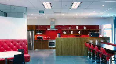 A view of the communal cafe, tiled floor, architecture, ceiling, daylighting, floor, flooring, interior design, leisure centre, lobby, real estate, table, gray, teal