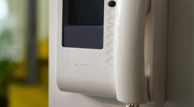 A view of the security systems used through electronic device, electronics, intercom, product, product design, technology, gray