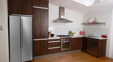 An example of the wide range of easy cabinetry, countertop, cuisine classique, floor, hardwood, home appliance, interior design, kitchen, property, real estate, room, gray, brown