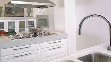 Kitchen with stone benchtops, twin sinks and stainless countertop, home, interior design, kitchen, room, tap, gray