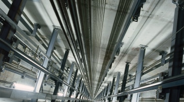 View of lift shaft. - View of lift architecture, building, daylighting, metropolis, metropolitan area, structure, gray, black