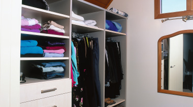 Dressing room with wardrobe storage system. - Dressing closet, furniture, room, wardrobe, gray, brown
