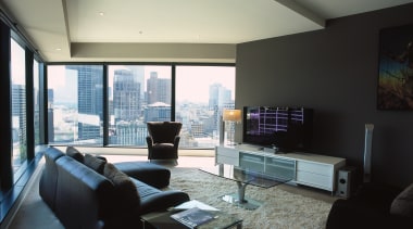 view of the living area of this eureka apartment, architecture, ceiling, daylighting, house, interior design, living room, real estate, room, window, black, gray