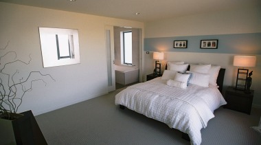 View of bedroom  with white bedding and bed frame, bedroom, ceiling, daylighting, estate, floor, home, interior design, property, real estate, room, wall, window, gray