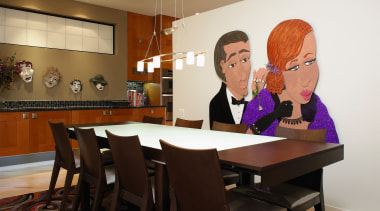 A view of the dining area. - A dining room, furniture, interior design, restaurant, room, table, black