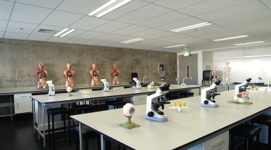 Laboratory room at Unitec. - Laboratory room at conference hall, institution, interior design, office, table, gray