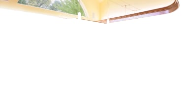 A view of a house by the National lighting, product design, yellow, white