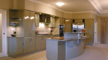 A view of a kitchen by Euro Style cabinetry, ceiling, countertop, home, interior design, kitchen, real estate, room, brown, gray