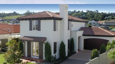 A view of a house by Eden Homes. cottage, elevation, estate, facade, home, house, official residence, property, real estate, residential area, roof, villa, window, gray