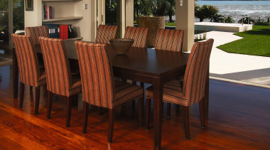 A view of some furniture from Nobelwood. - chair, dining room, floor, flooring, furniture, hardwood, kitchen & dining room table, laminate flooring, table, wood, wood flooring, wood stain, red