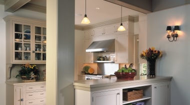 view of this colonial kitchen featuring timber lainate cabinetry, ceiling, countertop, cuisine classique, home appliance, interior design, kitchen, room, gray, black